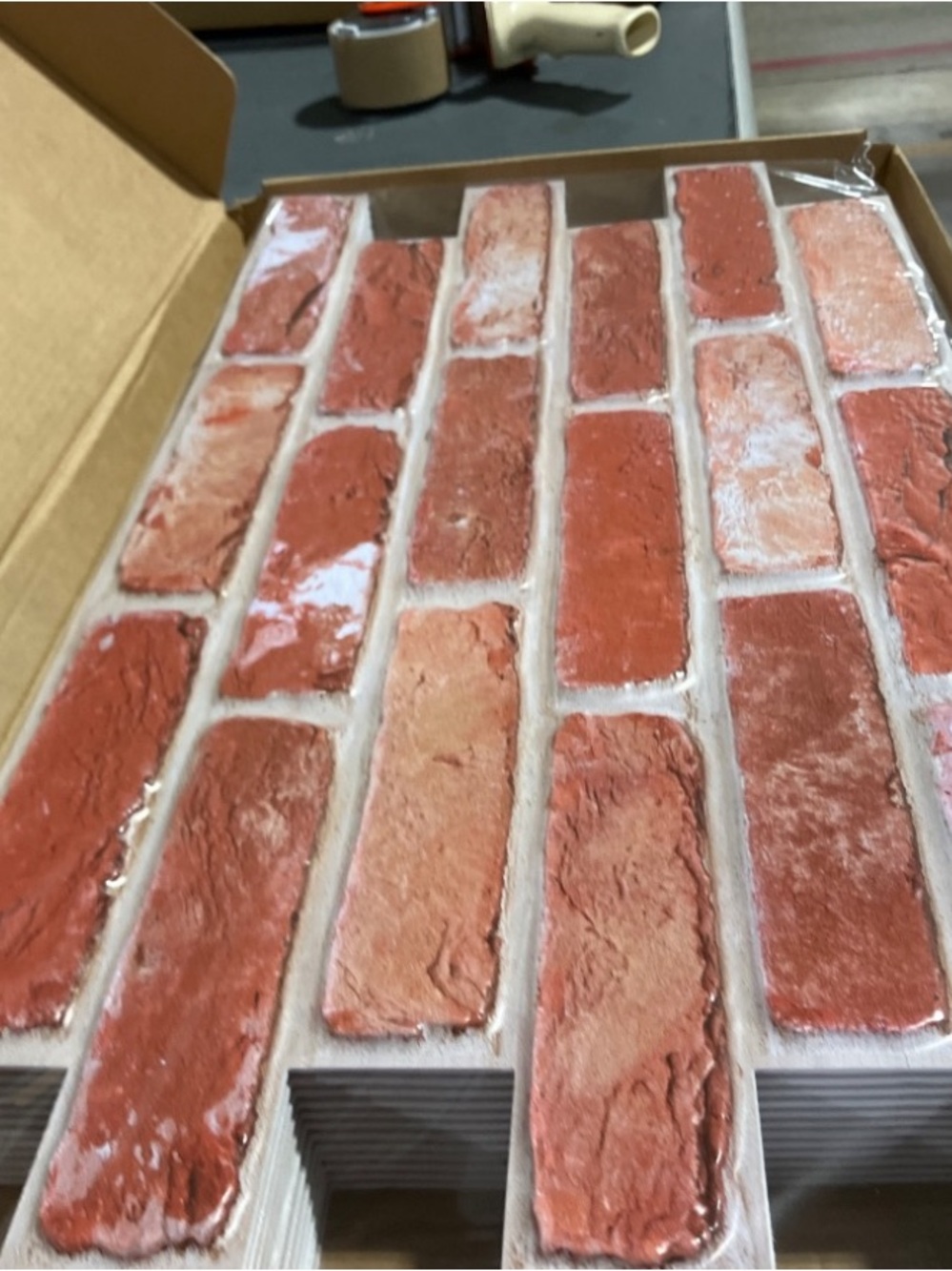 NEW Commomy Red Brick 3D Peel & Stick Wall Panels - 12 pcs 22.8in by 11.8in